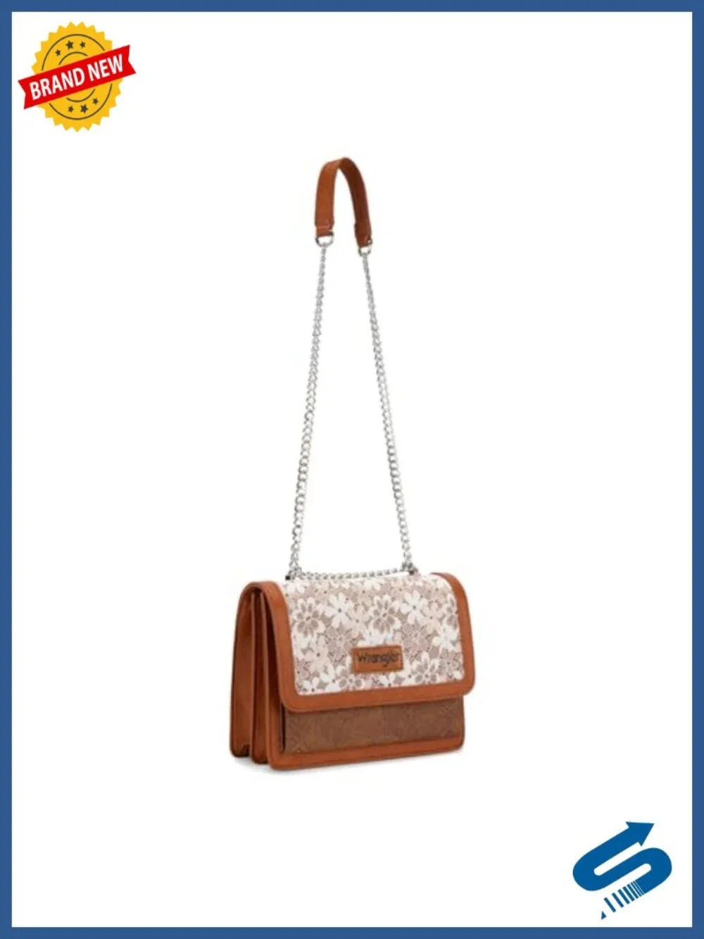 Vegan Leather Flap Crossbody Purse with Chain Strap